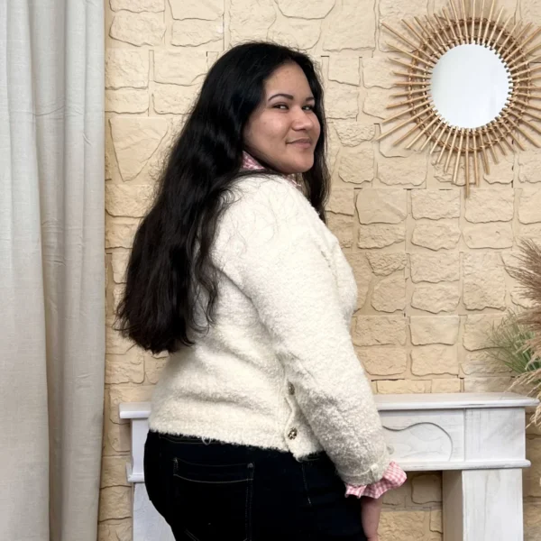 I814 - Pull en bouclettes (TU) - beige - taille-unique