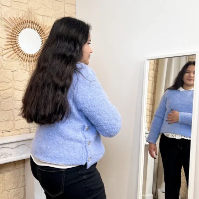 I814 - Pull en bouclettes (TU) - bleu-ciel - taille-unique