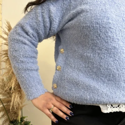 I814 - Pull en bouclettes (TU) - bleu-ciel - taille-unique