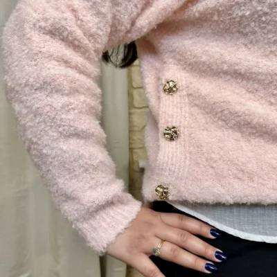 I814 - Pull en bouclettes (TU) - rose-pale - taille-unique