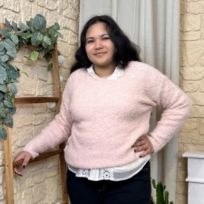 I814 - Pull en bouclettes (TU) - rose-pale - taille-unique