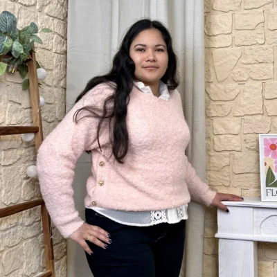 I814 - Pull en bouclettes (TU) - rose-pale - taille-unique