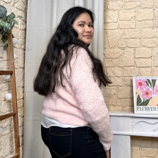 I814 - Pull en bouclettes (TU) - rose-pale - taille-unique