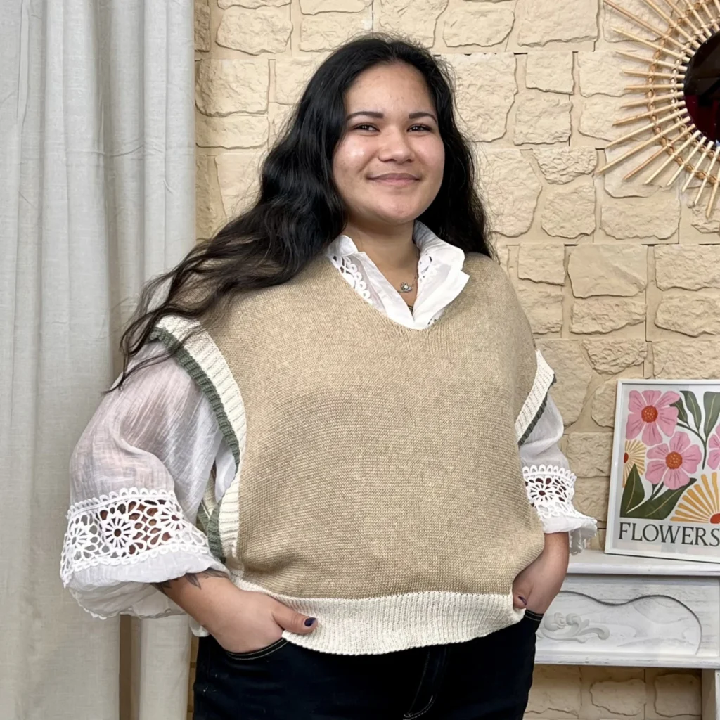 I825 - Poncho tricolore (TU) - camel - taille-unique