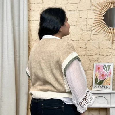 I825 - Poncho tricolore (TU) - camel - taille-unique