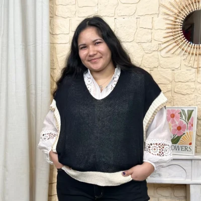 I825 - Poncho tricolore (TU) - noir - taille-unique