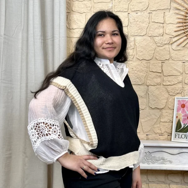 I825 - Poncho tricolore (TU) - noir - taille-unique