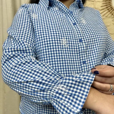 J770- Chemise vichy (T40-T48) - bleu-indigo - 48