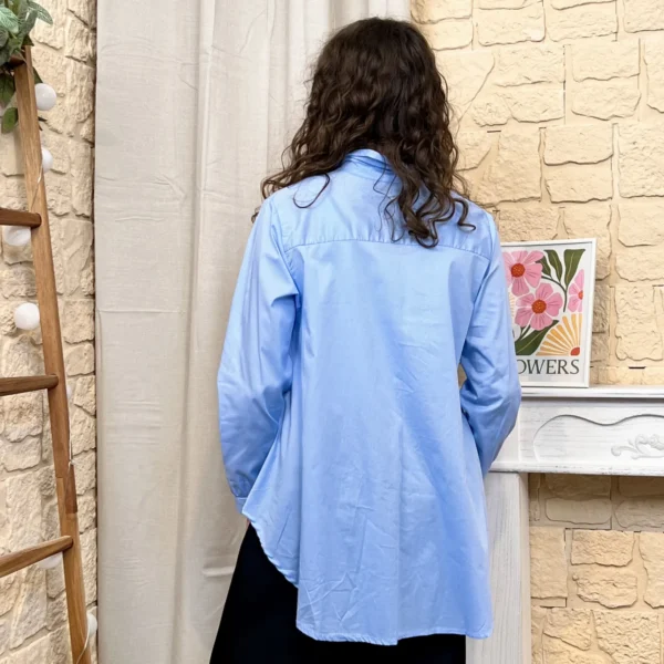 I812 - Chemise unie (TU) - bleu-ciel - taille-unique