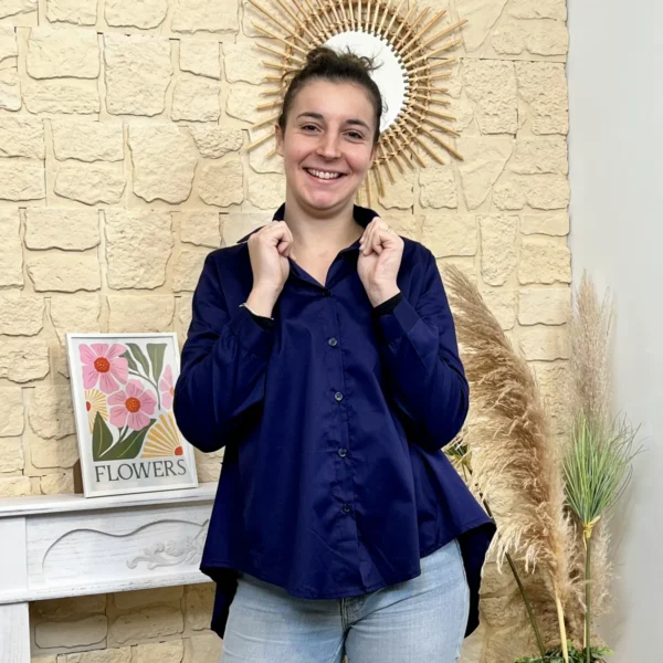 I812 - Chemise unie (TU) - marine - taille-unique