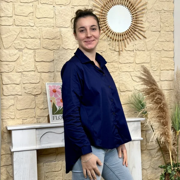 I812 - Chemise unie (TU) - marine - taille-unique