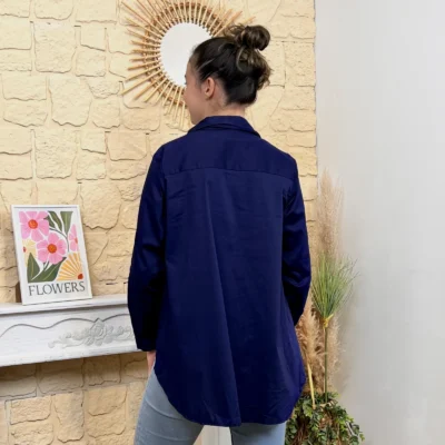 I812 - Chemise unie (TU) - marine - taille-unique