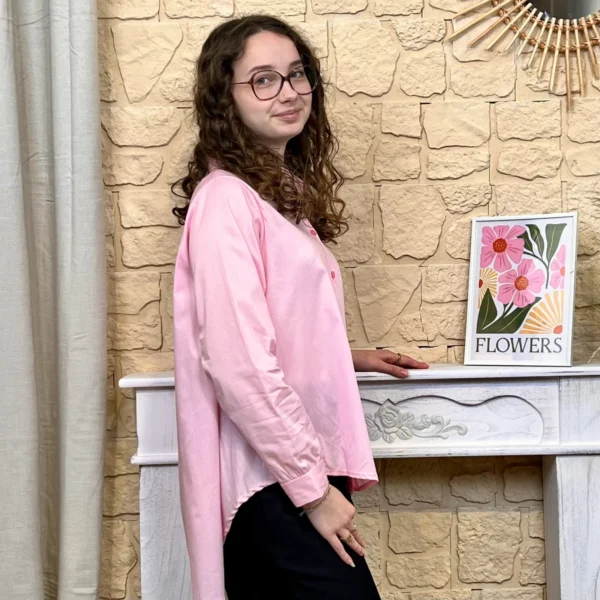 I812 - Chemise unie (TU) - rose - taille-unique