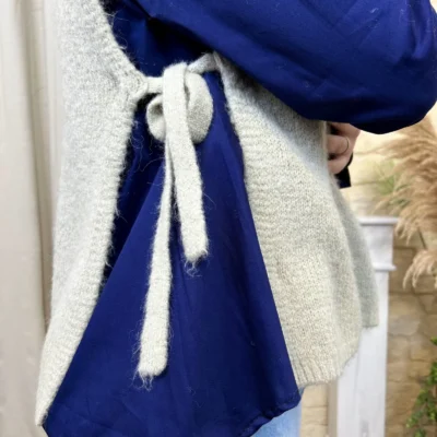 I816 - Pull sans manches nœuds (TU) - beige - taille-unique