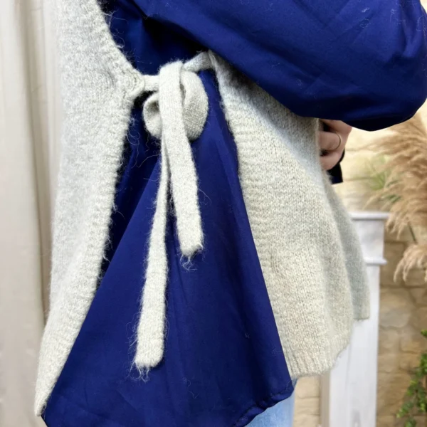 I816 - Pull sans manches nœuds (TU) - beige - taille-unique