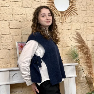 I816 - Pull sans manches nœuds (TU) - marine - taille-unique