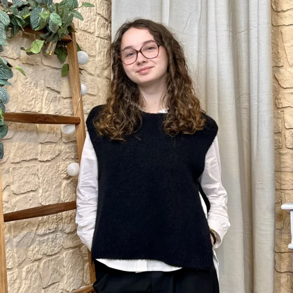 I816 - Pull sans manches nœuds (TU) - noir - taille-unique