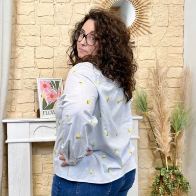 J805 - Chemise Citron (T40-T48) - bleu-ciel - 48