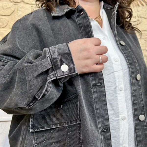 J798 - Veste en jean (GT) - noir - taille-unique-grande-taille