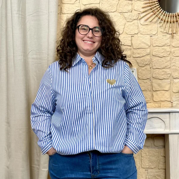 J786 - Chemise rayée (T40-T48) - bleu-royal - 48