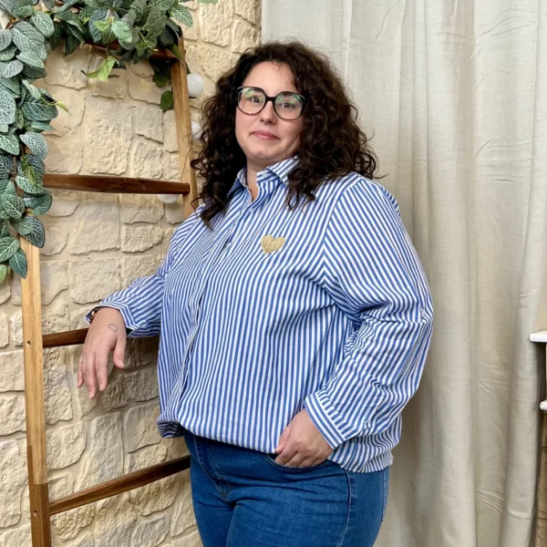 J786 - Chemise rayée (T40-T48) - bleu-royal - 48