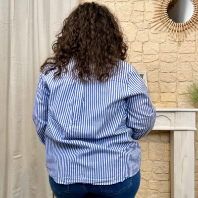 J786 - Chemise rayée (T40-T48) - bleu-royal - 48