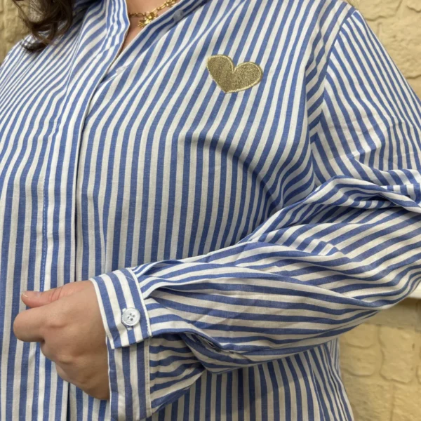 J786 - Chemise rayée (T40-T48) - bleu-royal - 48