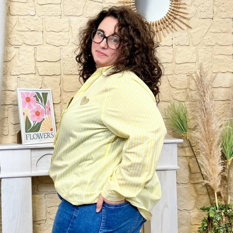 Chemise rayée (T40-T48) - jaune - 48