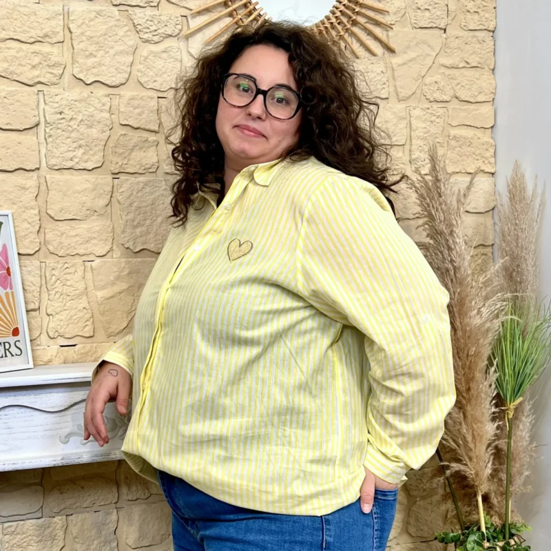 Chemise rayée (T40-T48) - jaune - 48