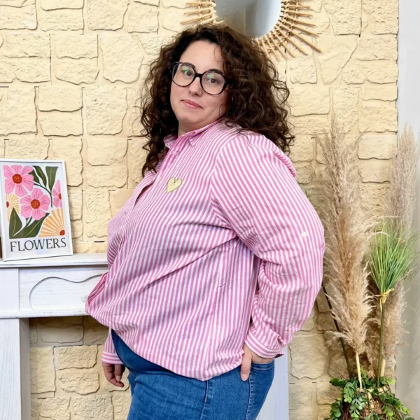 J786 - Chemise rayée (T40-T48) - rose - 48