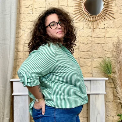 J786 - Chemise rayée (T40-T48) - vert-bresil - 48