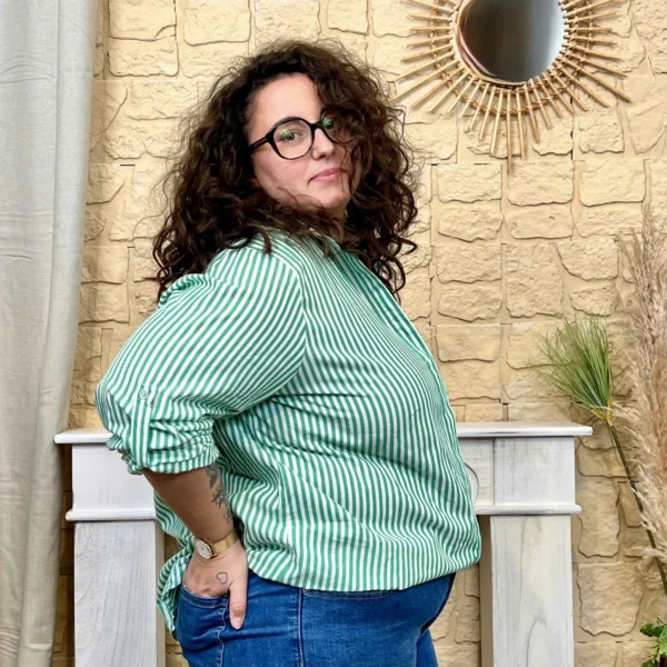 J786 - Chemise rayée (T40-T48) - vert-bresil - 48