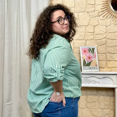 J786 - Chemise rayée (T40-T48) - vert-bresil - 48