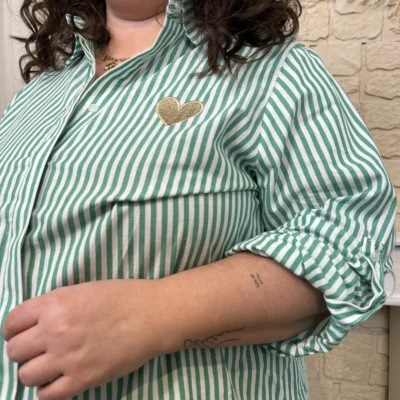 J786 - Chemise rayée (T40-T48) - vert-bresil - 48