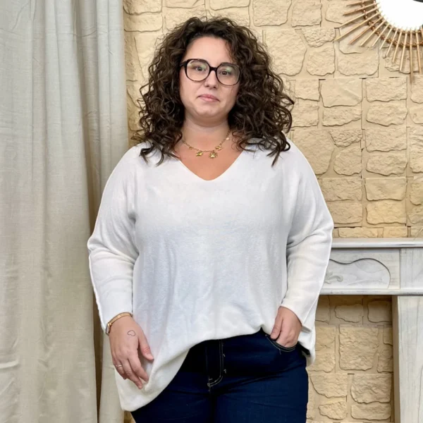 J802 - Pull manche longue (GT) - blanc - taille-unique-grande-taille