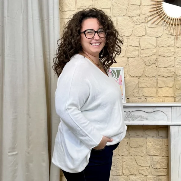 J802 - Pull manche longue (GT) - blanc - taille-unique-grande-taille