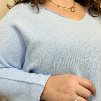 J802 - Pull manche longue (GT) - bleu-ciel - taille-unique-grande-taille