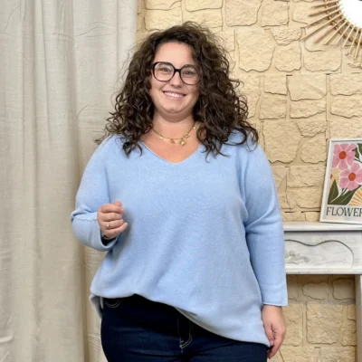 J802 - Pull manche longue (GT) - bleu-ciel - taille-unique-grande-taille