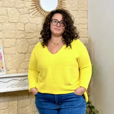 J802 - Pull manche longue (GT) - jaune - taille-unique-grande-taille