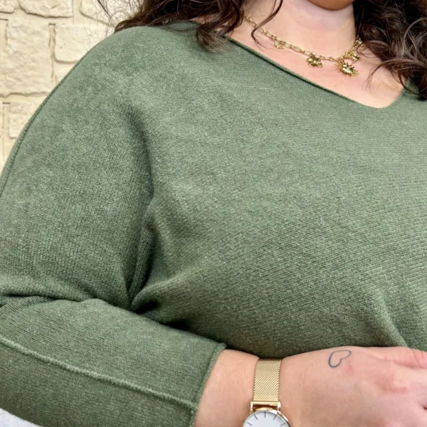 J802 - Pull manche longue (GT) - kaki - taille-unique-grande-taille