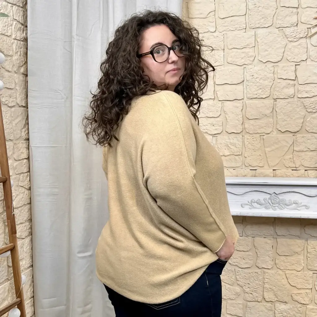 J802 - Pull manche longue (GT) - camel-clair - taille-unique-grande-taille