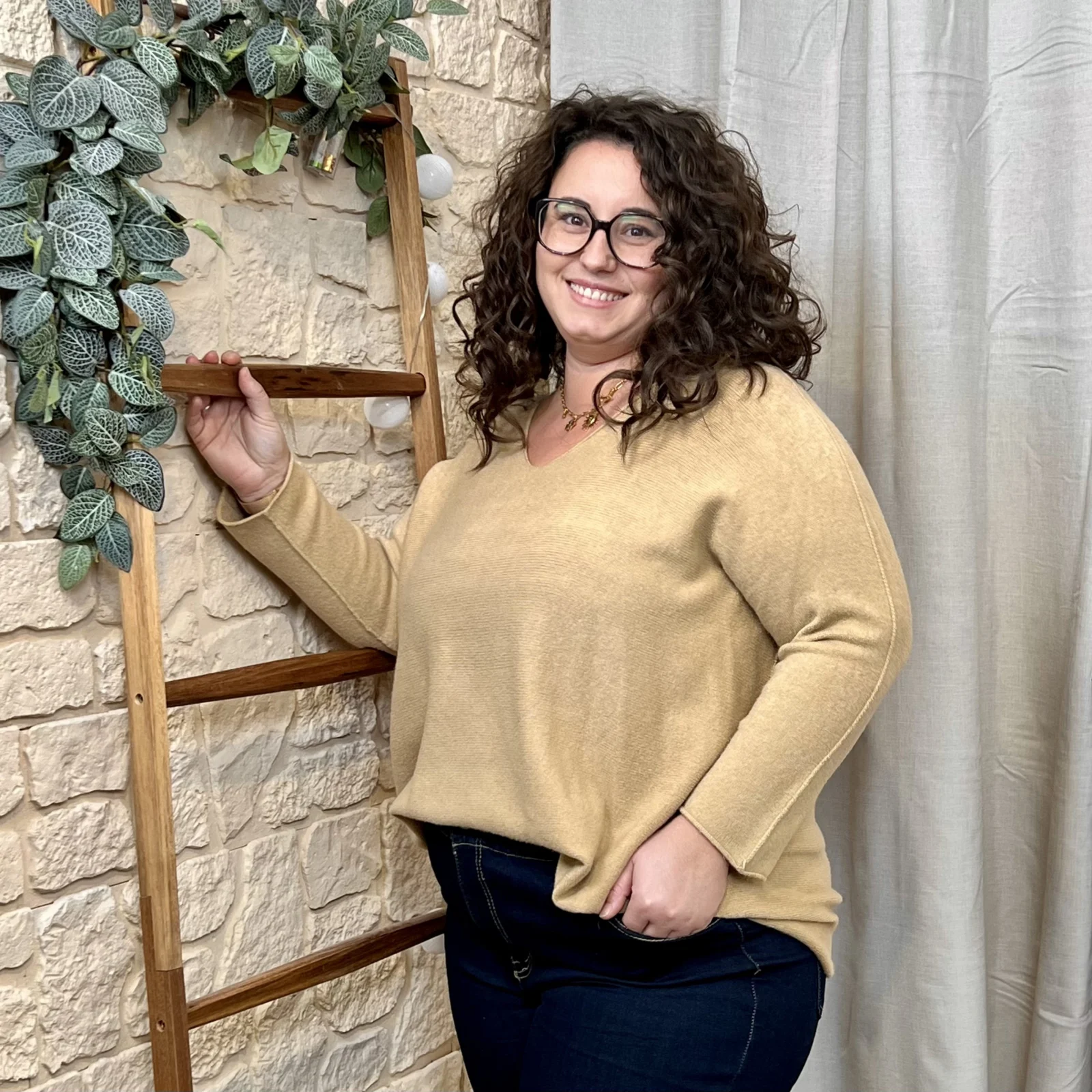 J802 - Pull manche longue (GT) - camel - taille-unique-grande-taille