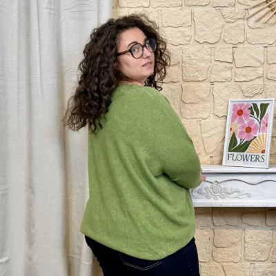 J802 - Pull manche longue (GT) - vert - taille-unique-grande-taille