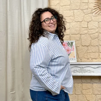 J792 - Chemise rayée noeud (T40-T48) - bleu-ciel - 48