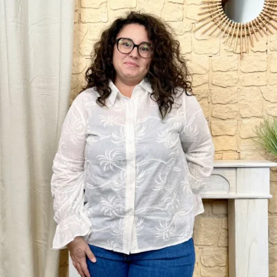 J794 - Chemise Palmier (T40-T48) - blanc - 48