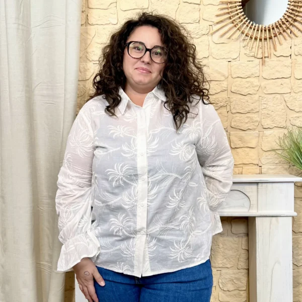 J794 - Chemise Palmier (T40-T48) - blanc - 48