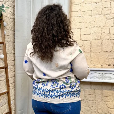 J788 - Chemise brodée fleurie (T40-T48) - beige - 48