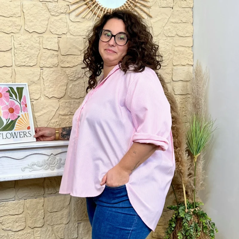 J750 - Chemise rayé (GT) - rose-bebe - taille-unique-grande-taille