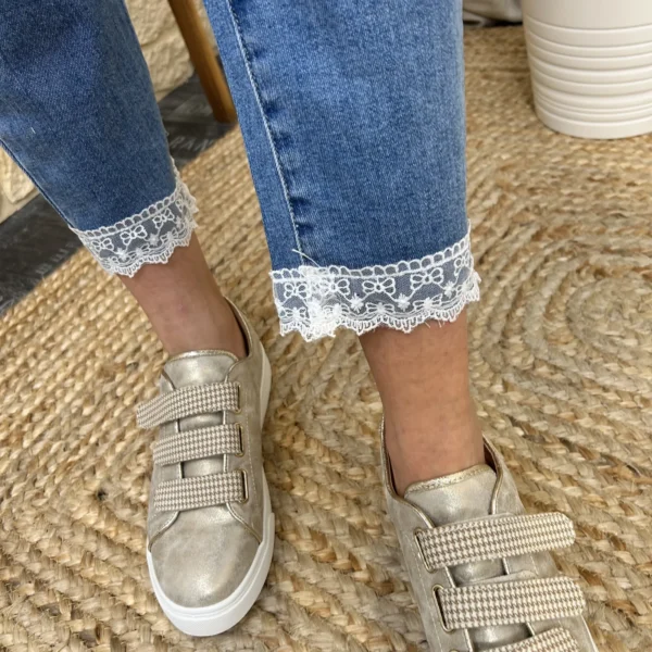 K834 - Jean 7/8ème dentelle (T36-T44) - denim - 44