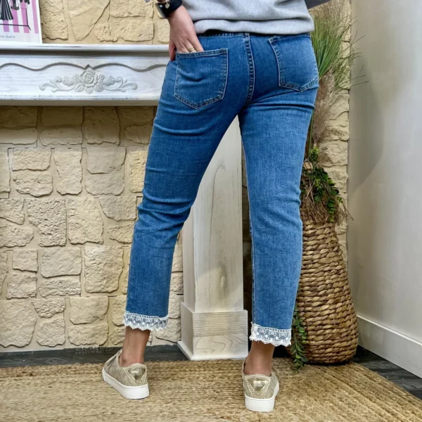 K834 - Jean 7/8ème dentelle (T36-T44) - denim - 44